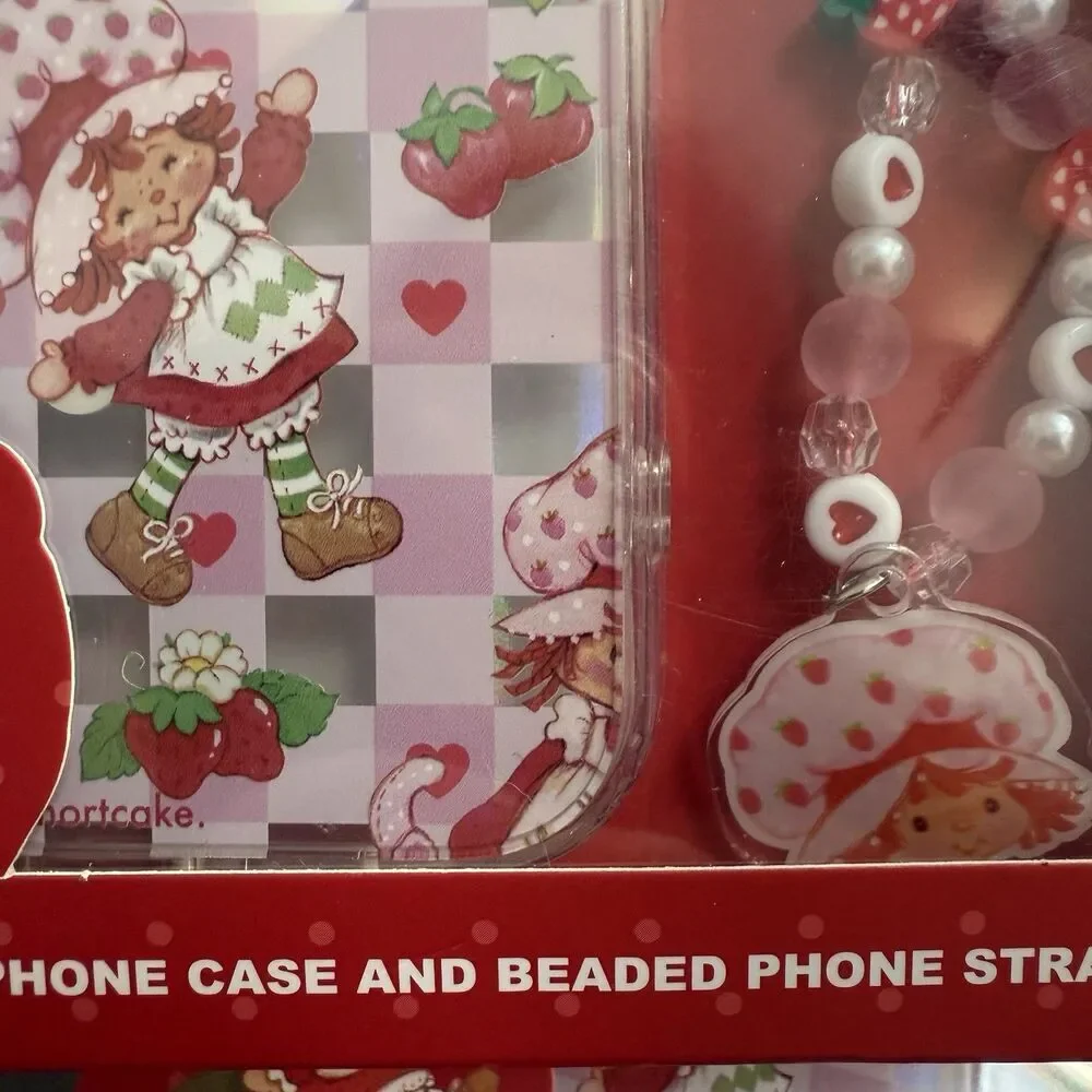 Strawberry Shortcake X Skinny Dip Iphone 15 Pro Max Case & Bead Phone Strap NEW